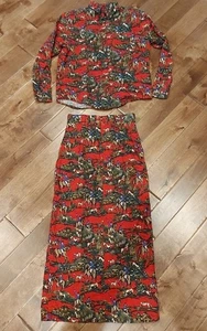 Set maxi gonna/camicia bottoni vintage anni 80 PRESTWYCK LTD A-Line taglia media  - Foto 1 di 20