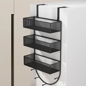 Fridge Organizer Shelf with Hooks Utensils Refrigerator Storage Rack Side - Picture 1 of 12