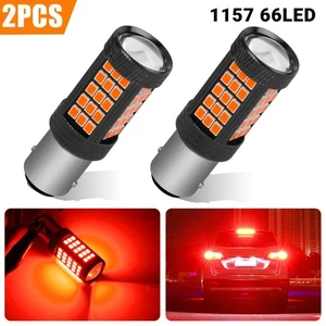 2X 1157 66 LED Red Strobe Flashing Blinking Brake Stop Tail Parking Light Bulb - Picture 1 of 10