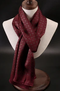 Sciarpa 100% seta raso uomo donna fazzoletto avvolgente rosso scuro QS175-8 - Foto 1 di 4