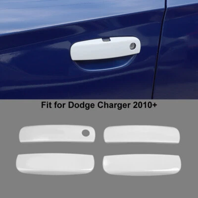 4Pcs Car White Door Handle Cover Trim Panel Caps Guard For Dodge Charger 2010-20 - Image 1 of 4