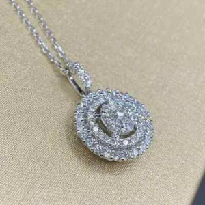 2.30 Ct Round Cut Lab Created Diamond Double Halo Pendant 14K White Gold Plated - Bild 1 von 2