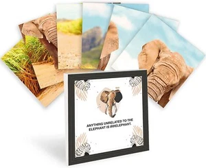 ELEPHANT WALL ART DECOR 1 PLAQUE + 6 MATCHING POSTERS ELEPHANT THEME GIFT SET - Picture 1 of 6