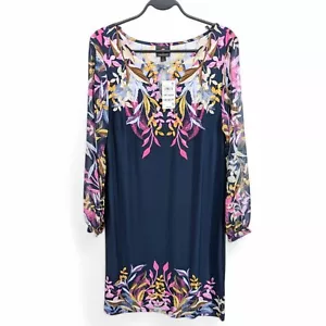 JM Collection Women’s Floral Print Keyhole Midi Dress Knit Blue Medium $69.50 - Picture 1 of 1