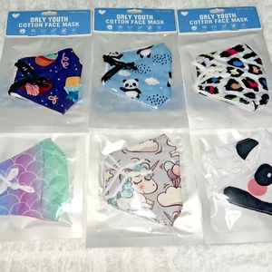Orly Youth 100% Cotton Face Mask Breathable Washable Adjustable Set of 6 New - Picture 1 of 7