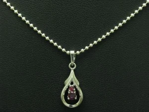 925 Argento Sterling Collana Pendente Con Spinello Ricoperto / Vero / 39,6cm - Foto 1 di 3