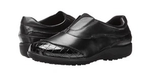 NEW WALKING CRADLES BLACK SLIP ON SHOES WOMENS 7N NARROW BLACK LEATHER ADDIE  - Picture 1 of 1