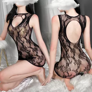 Sexy Vestido ceñido al cuerpo negro erótico sin mangas para dama sin mangas - Imagen 1 de 8
