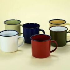 Retro Enameled Cup Solid Color Coffee Mug White Mugs Cups  Outdoor