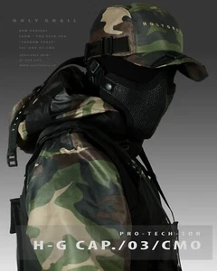 Men's Techwear Streetwear Green Camouflage Cap With Strap Adjustable HGCAP03/CMO - Picture 1 of 2