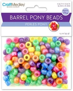 CraftMedley Pony Beads, Standard, 9mm, Pearlized Multi-Mix, 175-Piece - Picture 1 of 2