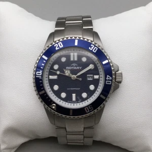 Rotary Aquaspeed Watch Women 38mm Silver Tone 200M Blue Dial New Battery 6.5" - Picture 1 of 14