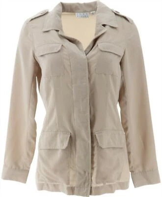 Chaqueta estilo safari sedoso Joan Rivers larga Slvs para mujer, piedra, 8 Foto 1 de 3