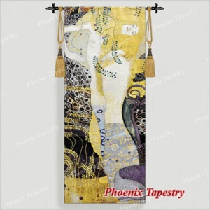 Gustav Klimt Water Serpents I Tapestry Wall Hanging Jacquard Weave Art 27"x68" - Picture 1 of 10