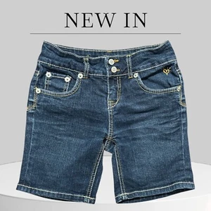 JUSTICE PREMIUM GIRLS Size 10R Short Bermuda Dark Blue JEAN SHORTS - Picture 1 of 6