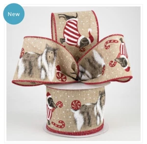 Cinta beige de 2,5" con cable para mascotas perros perro Collie perros Dachshund por yarda - Imagen 1 de 2