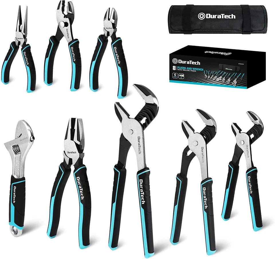 DURATECH 8-Piece Pliers Set Premium Cr-V/Cr-Ni Construction with Rolling Pouch - Image 1 of 4
