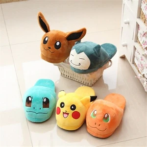 Pokemon Slippers Pikachu Snorlax Eevee Umbreon Plush Peluche Warm Cozy All Sizes - Picture 1 of 12