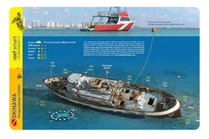 Okinawa Wreck Broward County Florida Reef Smart Waterproof Dive Card - Imagen 1 de 2