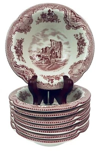 Johnson Brothers Old Britain Castles Pink 6" Cereal Bowls ~ Set of 8 ~ EXCELLENT - Picture 1 of 12
