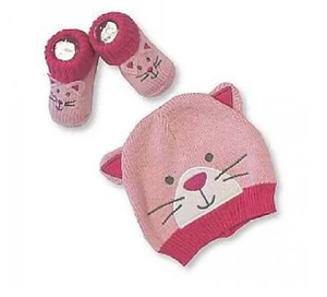 Conjunto de sombrero y botines de punto para bebé, niños, niñas rosa gato azul cielo perro 100 % algodón - Imagen 1 de 3