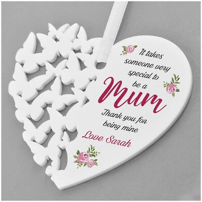 BEECREATIVEDESIGN Special Mum PERSONALISED Christmas Hanging Heart Gifts for Mummy Nanny Nanna