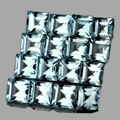 Natural AAA Azul Fuego Aguamarina Cuadrado 3.00 mm 16 Piezas, Impecable-Claridad VVS Foto 1 de 2