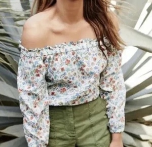 J Crew Liberty Art Fabric Top Floral Off The Shoulder Ruffle in Edenham Size 00 - Picture 1 of 7
