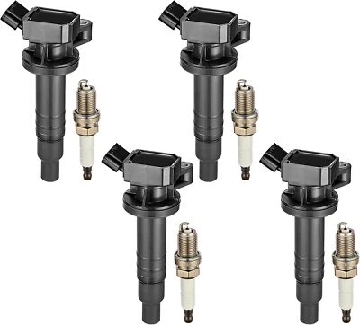 4 Ignition Coils Pack UF247 and Spark Plug For 2003-2008 Toyota Matrix 1.8L L4 - Image 1 of 4
