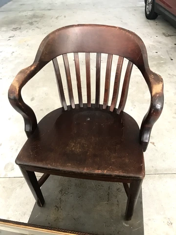 Solid Mahogany color wood Vintage Sikes Banker Jury Courthouse antique armchair Cover