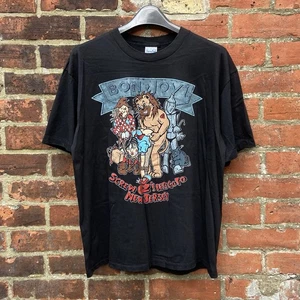 1989 Bon Jovi Screw Oz T Shirt XL - HAS DRY ROT - Rare Australia Crew Only 80s - Picture 1 of 16