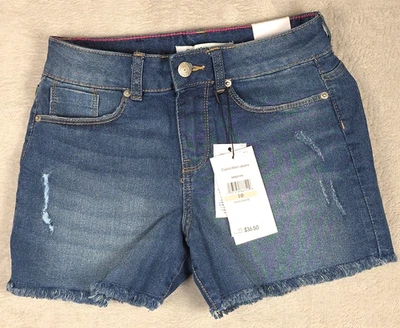 CALVIN KLEIN Jean Shorts Size 10 mid rise boy shorts New Stretch - Image 1 of 4