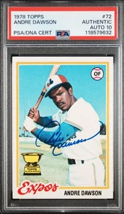 1978 Topps #72 Andre Dawson Signed Rookie Cup Autograph Card PSA 10 Auto Cubs - Picture 1 of 2