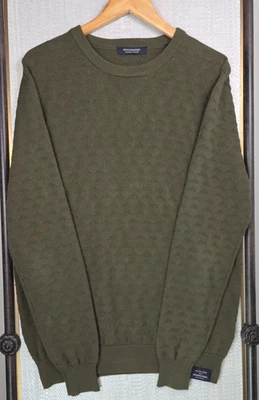 SCOTCH SODA Mens 100% Cotton Large Textured Woven Sweatshirt Sweater OD Green - Image 1 of 4