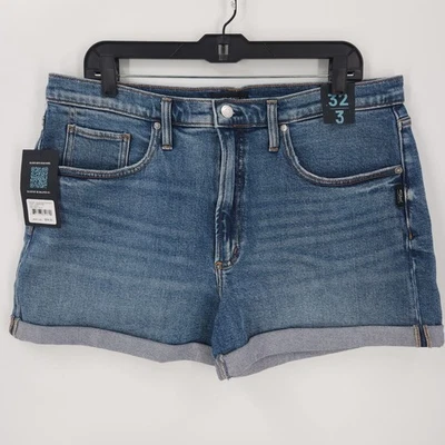 Pantalones cortos Silver Jeans Co. Suki tiro medio denim relajado novio índigo para mujer W32 Foto 1 de 4