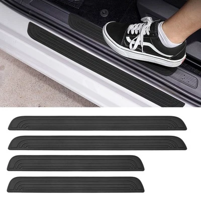 4Pcs Black Rubber Car Door Scuff Sill Cover Panel Step Protector For Cadillac - Image 1 of 4