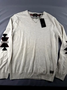 Scotch & Soda Men's Sweater Merino Wool XL Geometric Patten On Sleeve BNWT - Picture 1 of 17