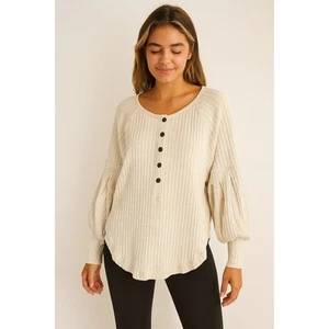 Free People Movement Bella Layer Puff Sleeve Henley - XS - Picture 1 of 12