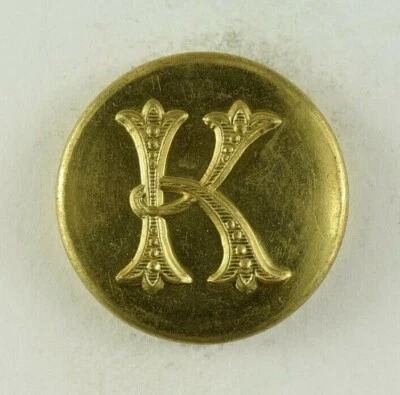 Vintage Letter K Seal Crest Button Original E8DT - Image 1 of 2