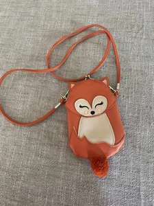 Fox Crossbody Geldbörse Portemonnaie Mädchen orange abnehmbare Riemen 7" x 4" veganes Leder - Bild 1 von 3