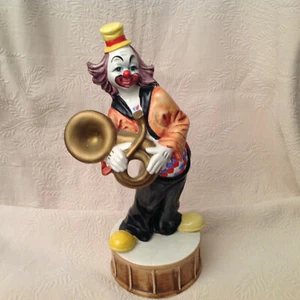 Capodimonte Clown mit Tuba und gelbem Hut & Schuhen 17,5 Zoll - Vintage groß - Bild 1 von 12