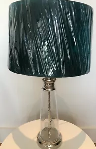 Caesaro Velvet Lampshade & Glass Base Table Lamp - Teal Green - Picture 1 of 7