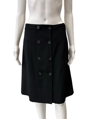 ¡NUEVO CON ETIQUETAS! $795 Gucci Falda Midi de Lana con Botones Negros Con Bolsillos Talla 6/42 Foto 1 de 4