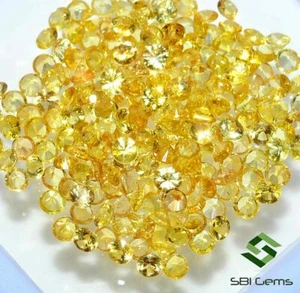 Natural Yellow Sapphire Round Diamond Cut 1.50 mm Lot 50 Pcs Loose Gemstones - Picture 1 of 5