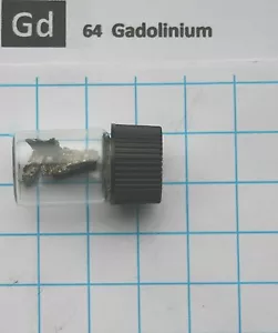 1 gram 99.9% Gadolinium metal pieces in glass vial element 64 sample - Picture 1 of 3