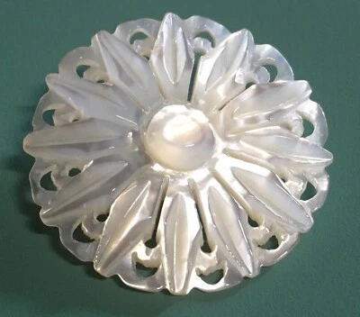 Vintage MOP Shell Bethlehem Pin (name on bar) Carved Star Two Dimensions 1 1/2” - Image 1 of 4