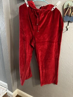 Charter Club Pants Women's Pink Velour Plush Dark Red Lounging Slacks Size 3x - Image 1 of 4