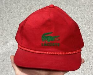 Vintage 80’s Lacoste Alligator Red Rope Chord Snapback Baseball Hat Street Wear