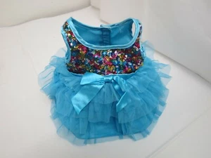 BUILD A BEAR WORKSHOP FANCY MULTI COLORED SEQUINS PARTY DRESS TULLE TURQUOISE  - Bild 1 von 3