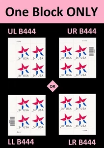 US 3613 Patriotic Star 3c plate block B444 4 MNH 2002 - Picture 1 of 1